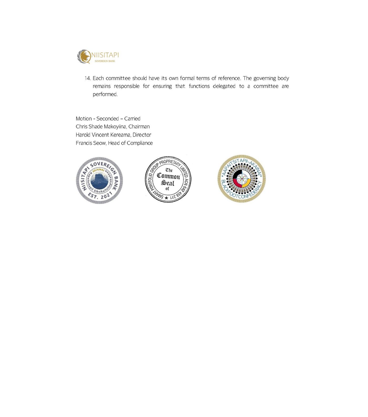 NAIIC resolution signatures